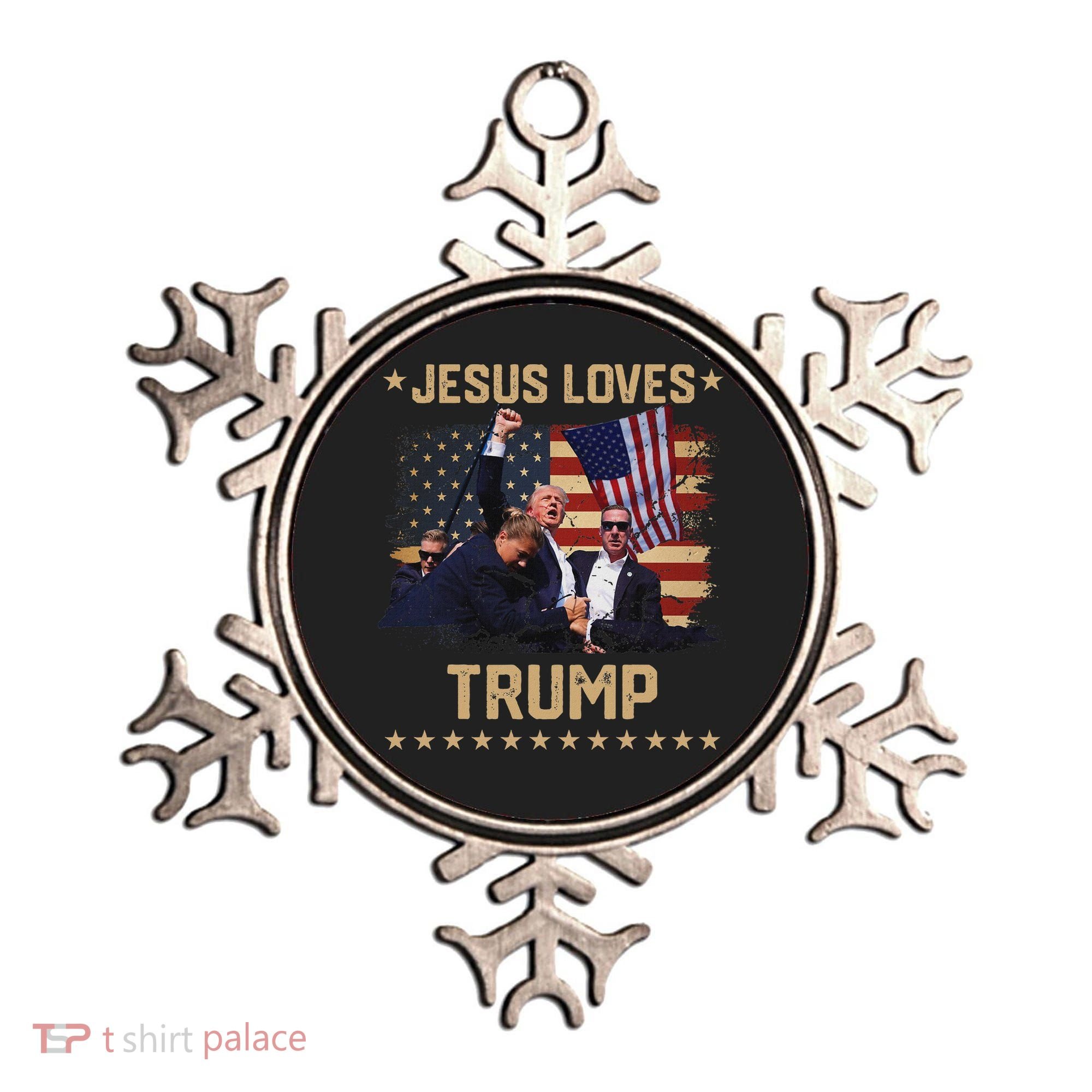 Jesus Loves Trump 2024 Strong Support Ornament