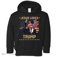 Jesus Loves Trump 2024 Strong Support Toddler Hoodie thumb 0