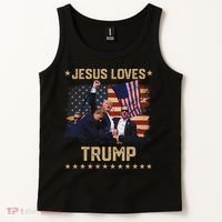 Jesus Loves Trump 2024 Strong Support Tank Top thumb 2