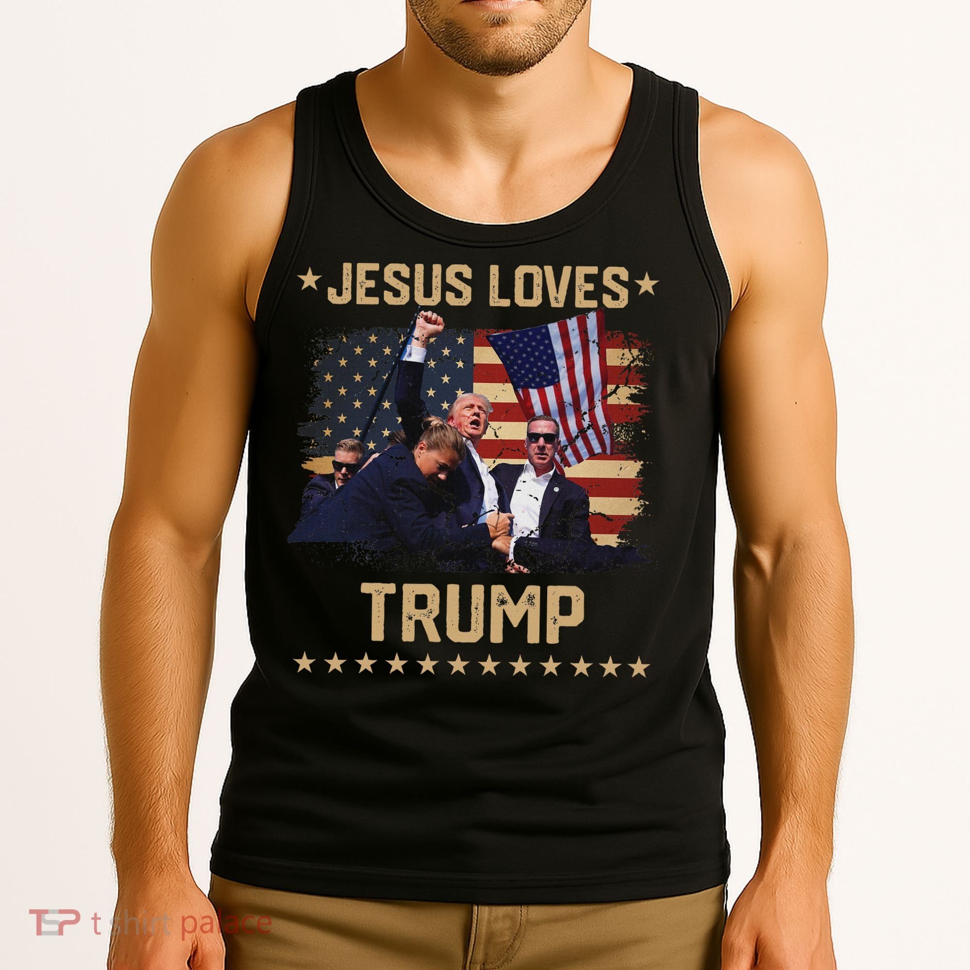 Jesus Loves Trump 2024 Strong Support Tank Top