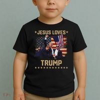 Jesus Loves Trump 2024 Strong Support Toddler T-Shirt thumb 2