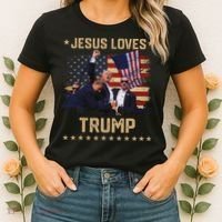 Jesus Loves Trump 2024 Strong Support Women's T-Shirt thumb 2
