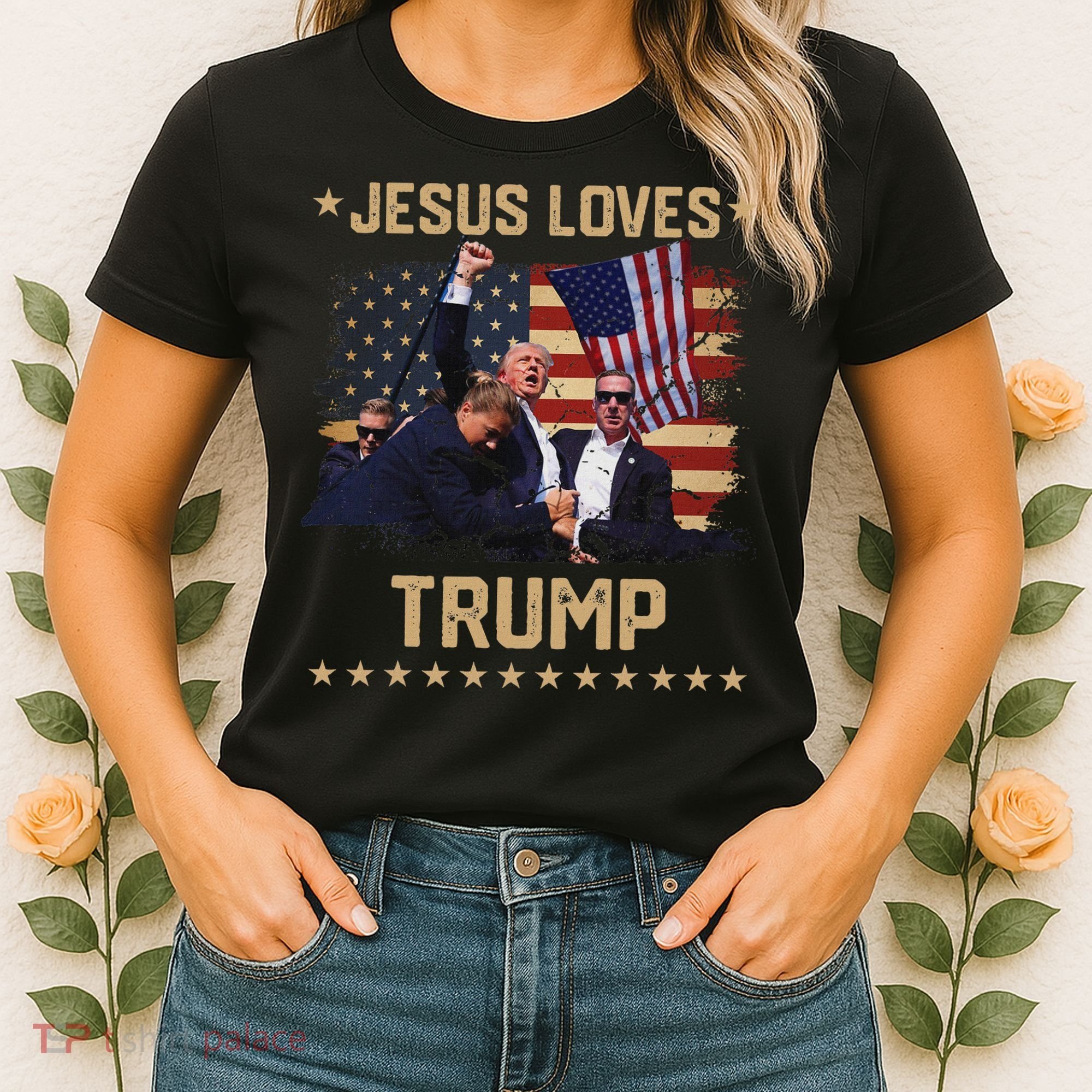 Jesus Loves Trump 2024 Strong Support Women's T-Shirt