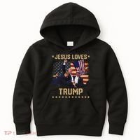 Jesus Loves Trump 2024 Strong Support Kids Hoodie thumb 0