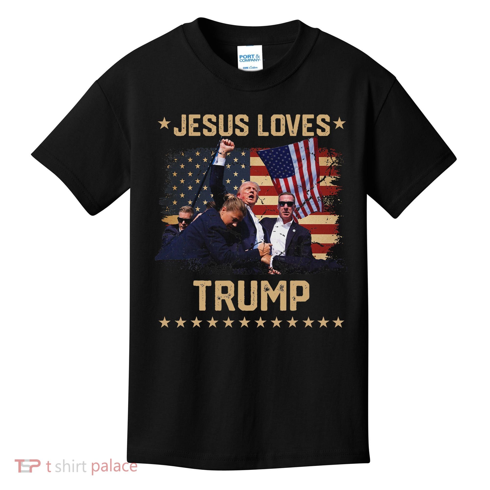 Jesus Loves Trump 2024 Strong Support Kids T-Shirt