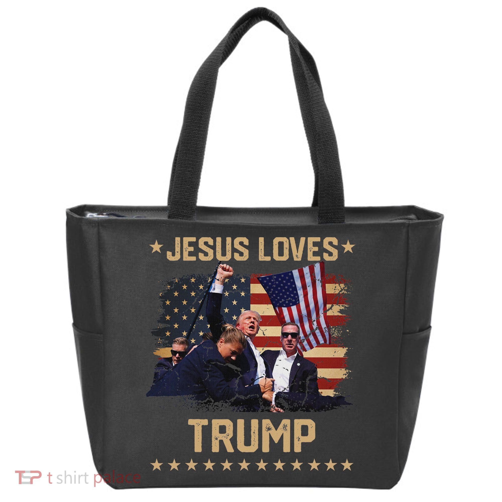 Jesus Loves Trump 2024 Strong Support Tote Bag