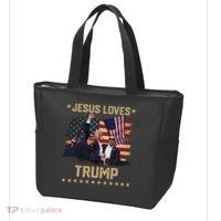 Jesus Loves Trump 2024 Strong Support Tote Bag thumb 3