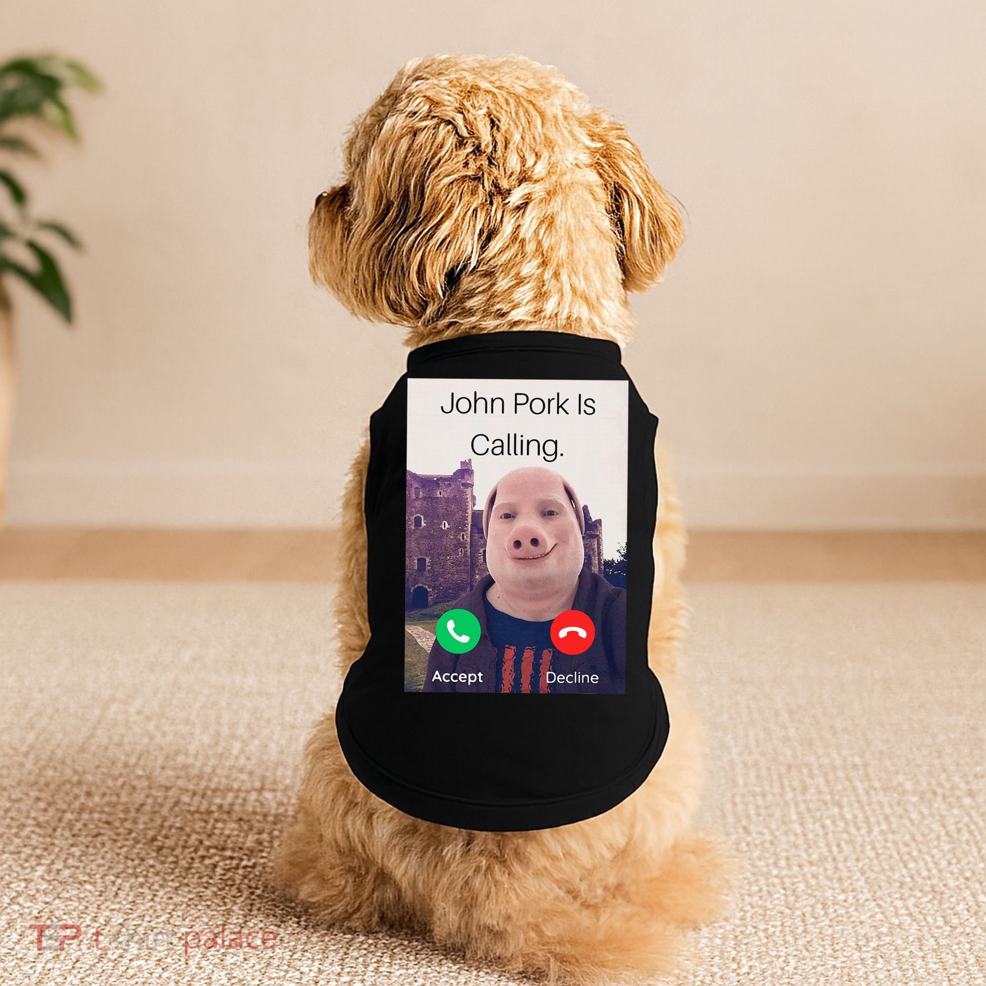 John Pork Is Calling Fuuny Answer Call Phone  Doggie Tank