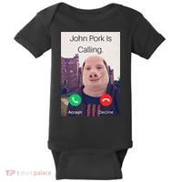 John Pork Is Calling Fuuny Answer Call Phone  Baby Bodysuit thumb 0