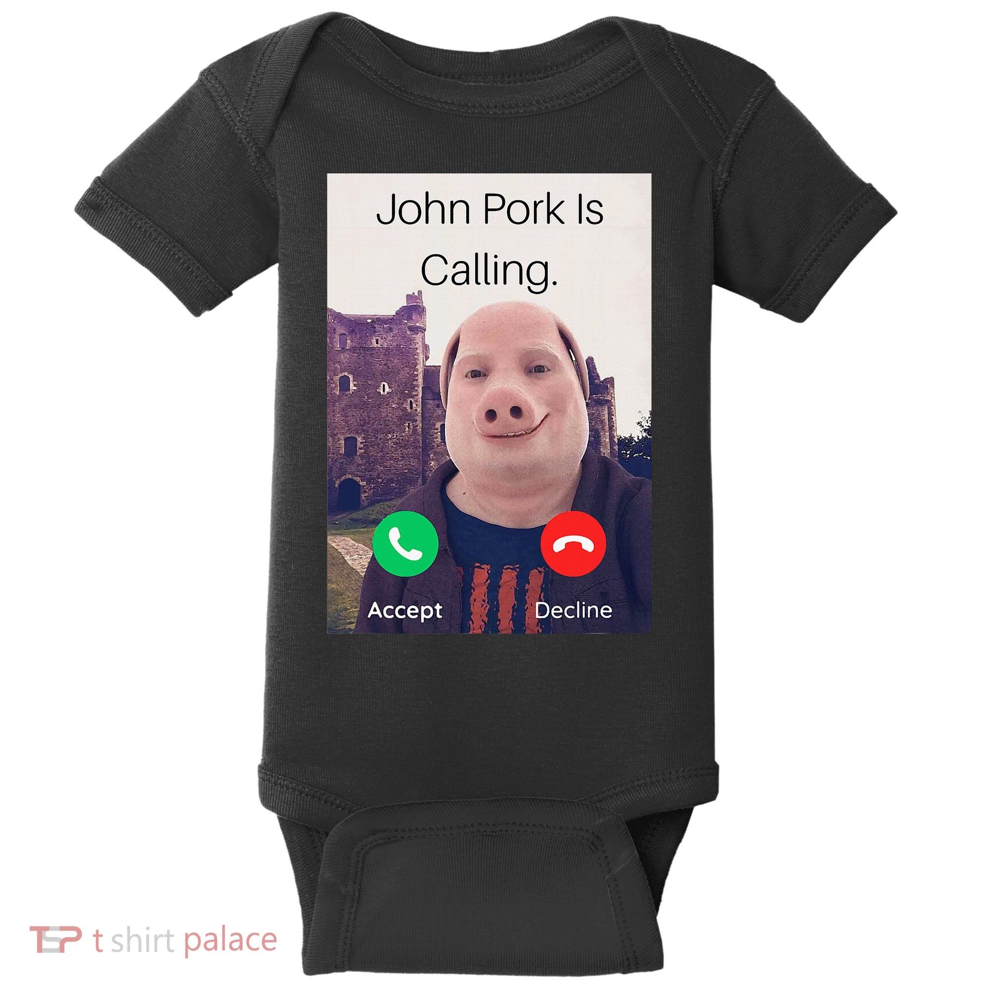 John Pork Is Calling Fuuny Answer Call Phone  Baby Bodysuit