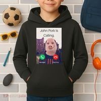 John Pork Is Calling Fuuny Answer Call Phone  Kids Hoodie thumb 2