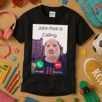 John Pork Is Calling Fuuny Answer Call Phone  Kids T-Shirt thumb 3