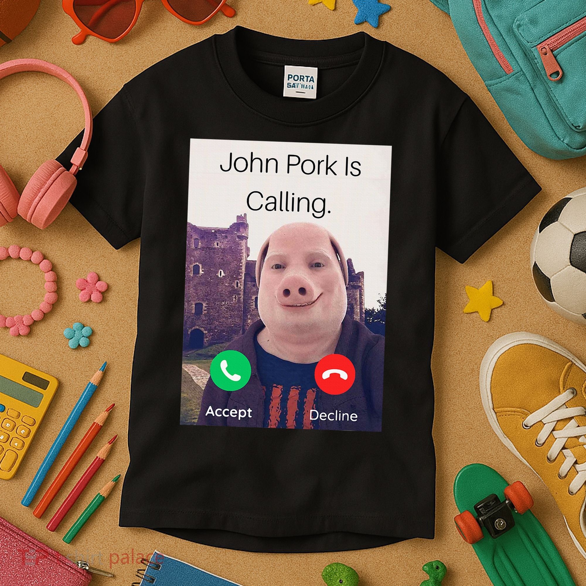 John Pork Is Calling Fuuny Answer Call Phone  Kids T-Shirt