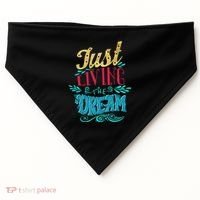 Just Living The Dream Modern Calligraphy Style USA-Made Doggie Bandana thumb 0