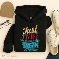 Just Living The Dream Modern Calligraphy Style Hoodie thumb 4