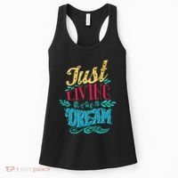 Just Living The Dream Modern Calligraphy Style Women's Tank Top thumb 0