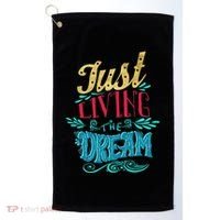 Just Living The Dream Modern Calligraphy Style Golf Towel thumb 0