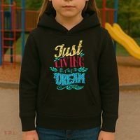 Just Living The Dream Modern Calligraphy Style Kids Hoodie thumb 3