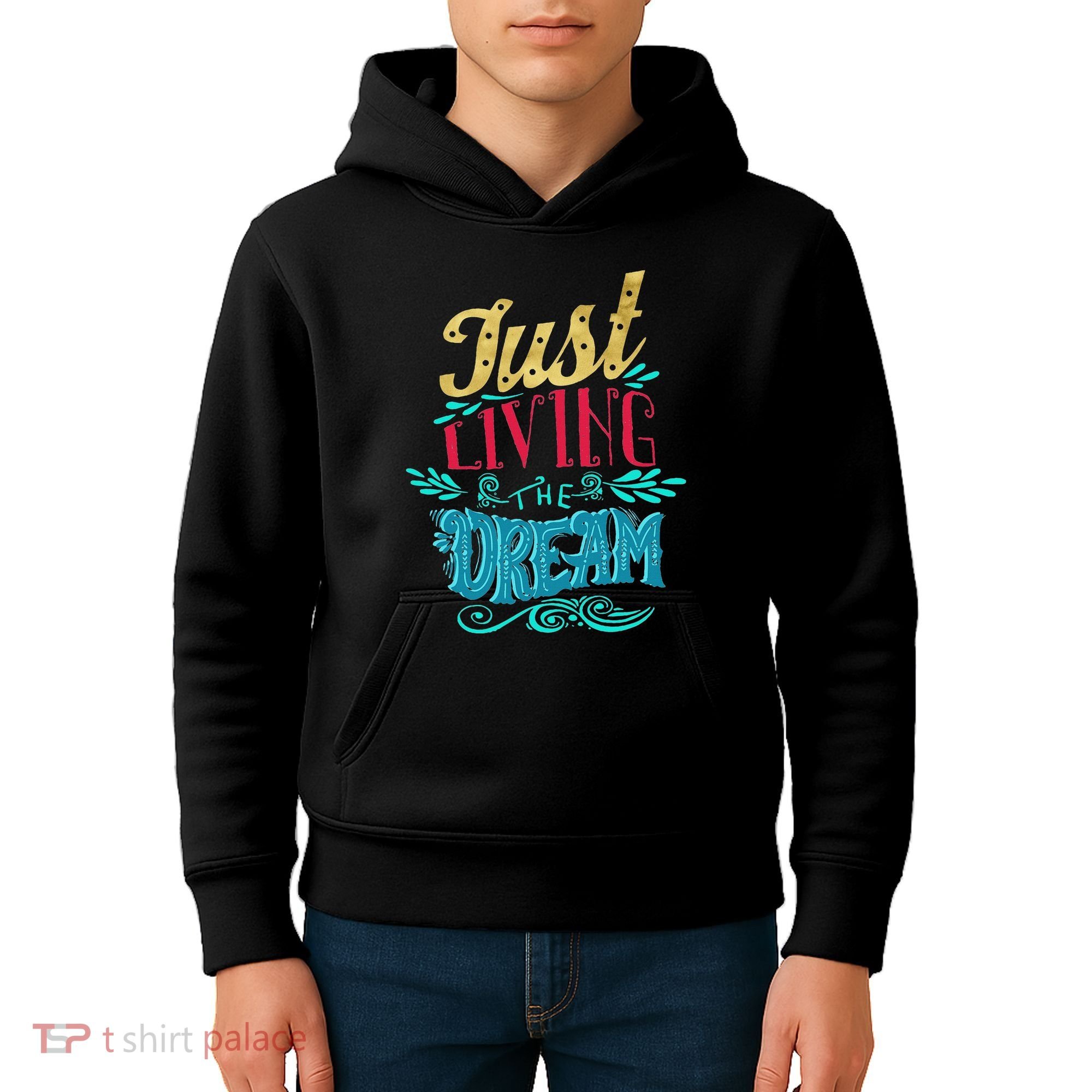 Just Living The Dream Modern Calligraphy Style Kids Hoodie