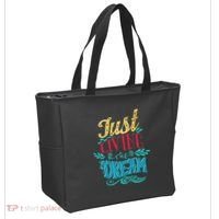 Just Living The Dream Modern Calligraphy Style Tote Bag thumb 2