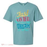 Just Living The Dream Modern Calligraphy Style Sueded Cloud Jersey T-Shirt thumb 0