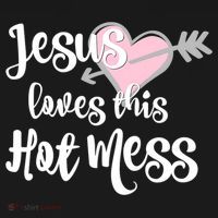 Jesus Loves This Hot Mess Funny Apron thumb 3