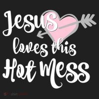 Jesus Loves This Hot Mess Funny Beanie thumb 2