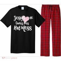 Jesus Loves This Hot Mess Funny Pajama Set thumb 0
