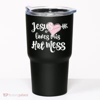 Jesus Loves This Hot Mess Funny Tumbler thumb 0
