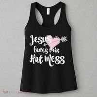 Jesus Loves This Hot Mess Funny Women's Tank Top thumb 3