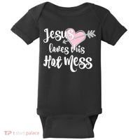 Jesus Loves This Hot Mess Funny Baby Bodysuit thumb 0