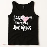 Jesus Loves This Hot Mess Funny Tank Top thumb 2