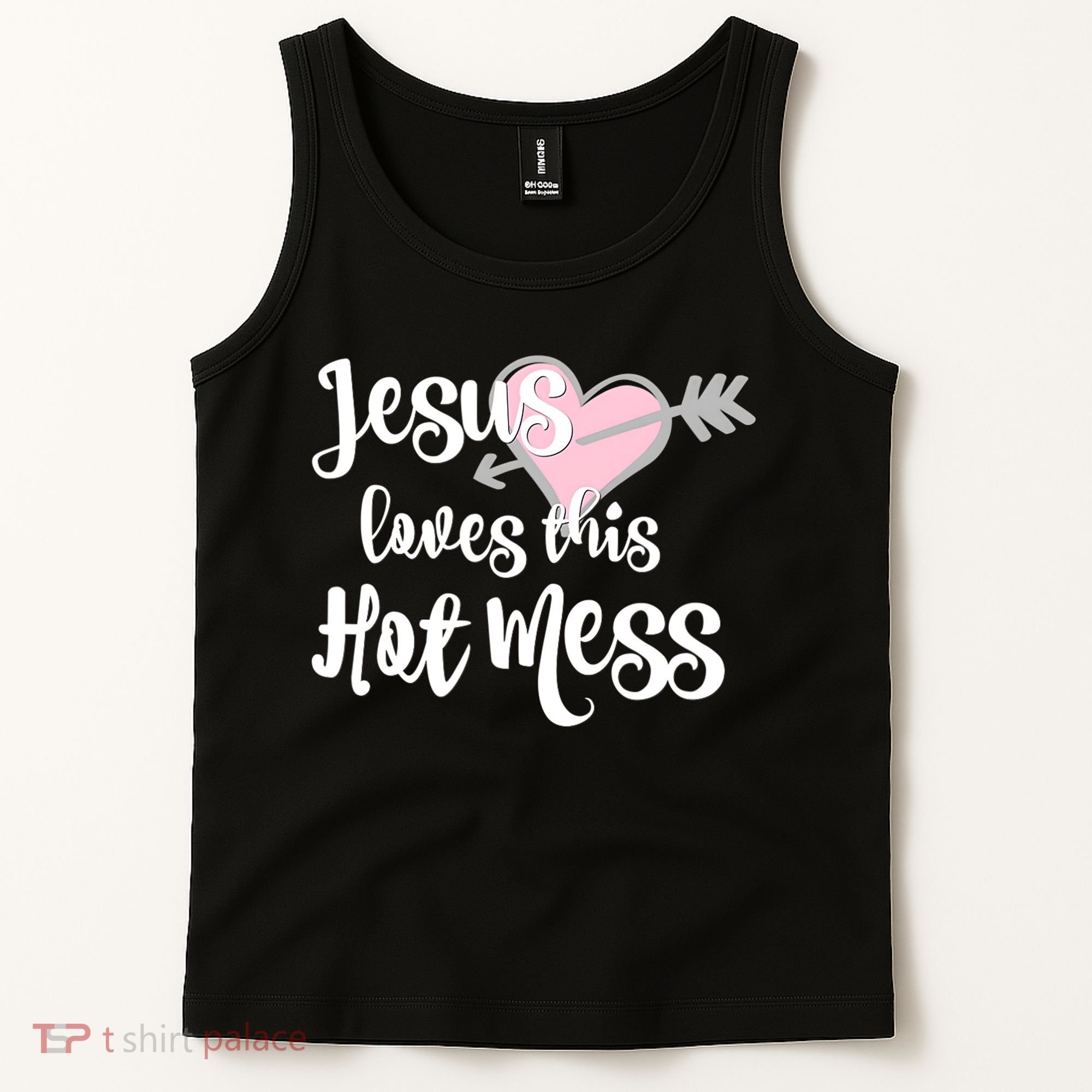 Jesus Loves This Hot Mess Funny Tank Top