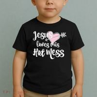 Jesus Loves This Hot Mess Funny Toddler T-Shirt thumb 2