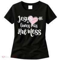 Jesus Loves This Hot Mess Funny Women's T-Shirt thumb 0