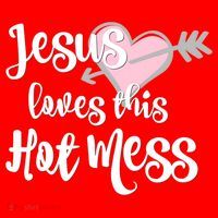 Jesus Loves This Hot Mess Funny Santa Hat thumb 1