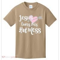 Jesus Loves This Hot Mess Funny Kids T-Shirt thumb 0