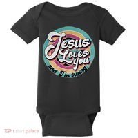 Jesus Loves You And Im Trying Baby Bodysuit thumb 0