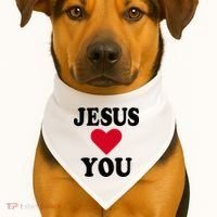 Jesus Loves You USA-Made Doggie Bandana thumb 1