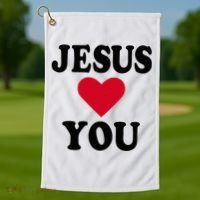 Jesus Loves You Golf Towel thumb 1