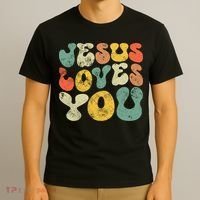 Jesus Loves You Retro Vintage Style Gift T-Shirt thumb 3