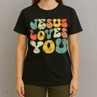 Jesus Loves You Retro Vintage Style Gift T-Shirt thumb 4