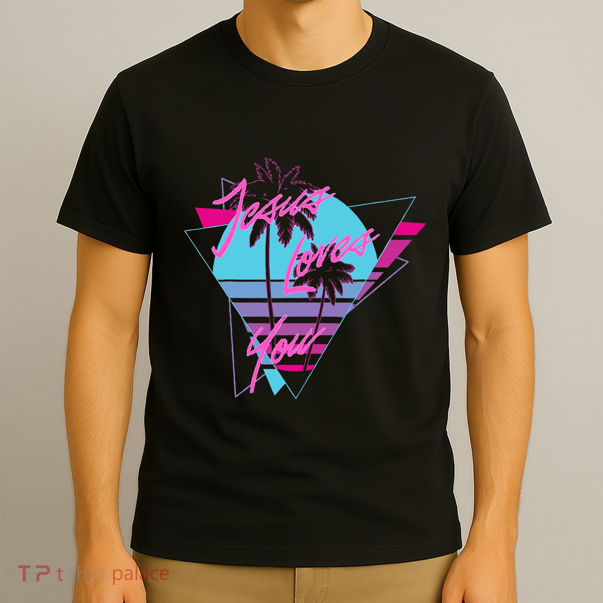 Jesus Loves You 80S Vaporwave Aesthetic Christian T-Shirt