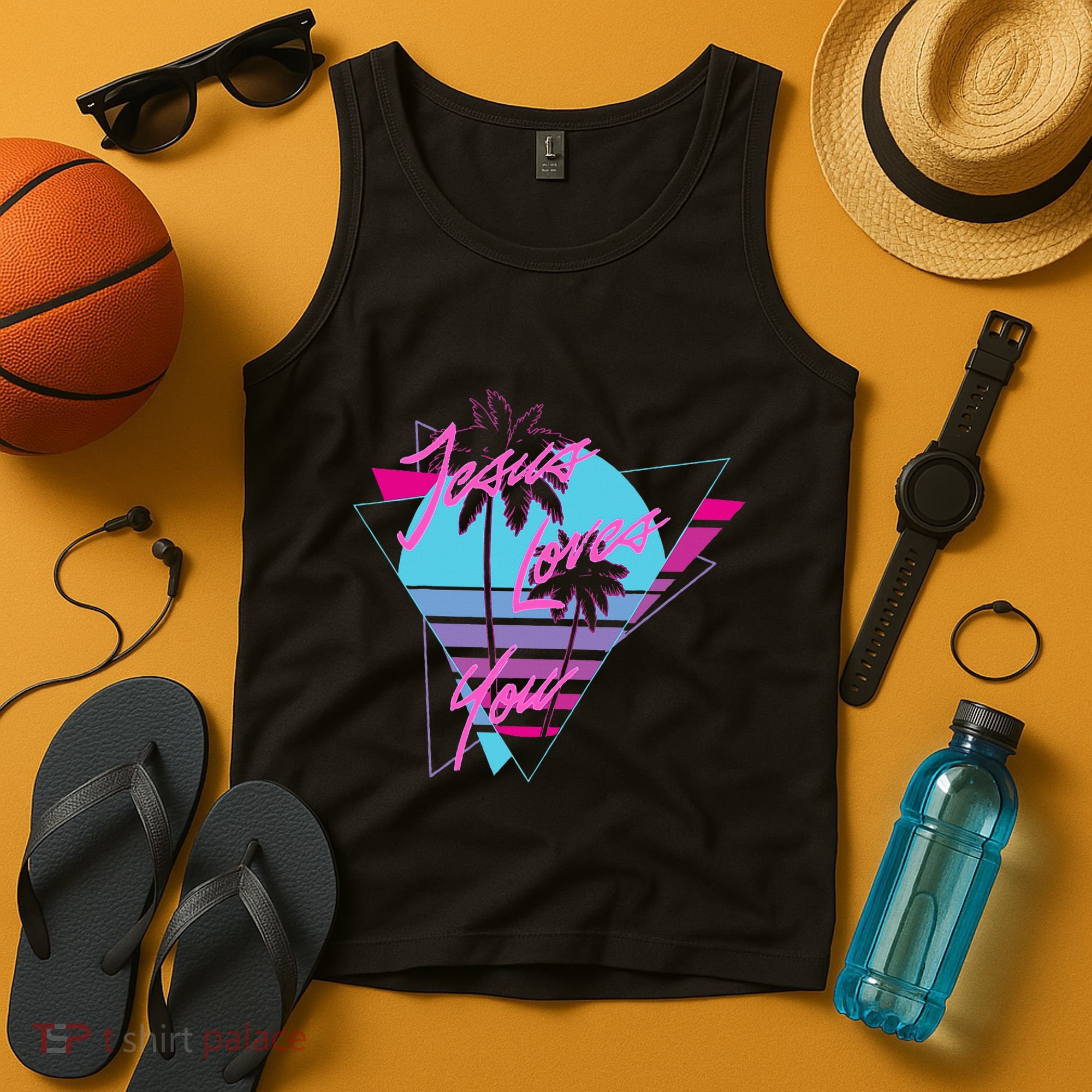 Jesus Loves You 80S Vaporwave Aesthetic Christian Tank Top
