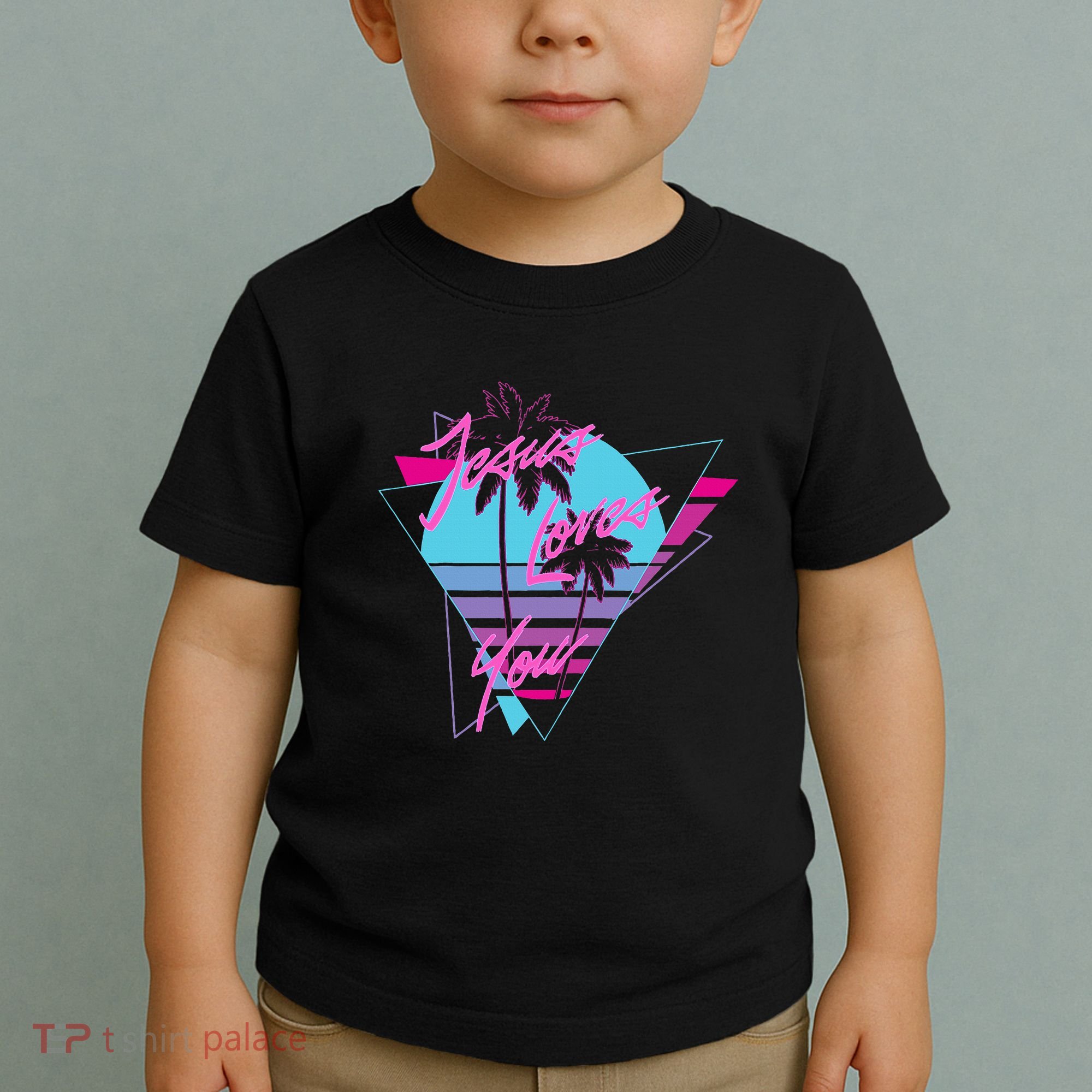 Jesus Loves You 80S Vaporwave Aesthetic Christian Toddler T-Shirt