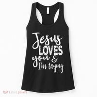 Jesus Loves You & IM Trying Women's Tank Top thumb 0
