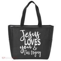 Jesus Loves You & IM Trying Tote Bag thumb 0