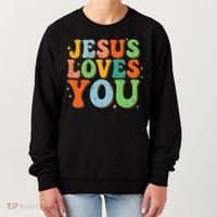 Jesus Loves You Retro Groovy Style Women's Sweatshirt thumb 0
