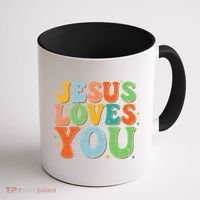 Jesus Loves You Retro Groovy Style Coffee Mug thumb 1