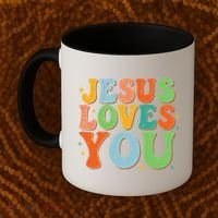 Jesus Loves You Retro Groovy Style Coffee Mug thumb 2
